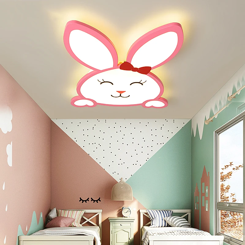 

Modern led ceiling lights for children kids room Cartoon Pink Rabbit Ceiling lamp for baby girls Room Lighting fixtures