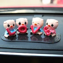 Автомобиль украшения Любовь 4 шт./компл. свиней внутренняя отделка автомобиля смолы мультфильм Розовый и красный цвет свинья декоры с нескользящим мат подарок