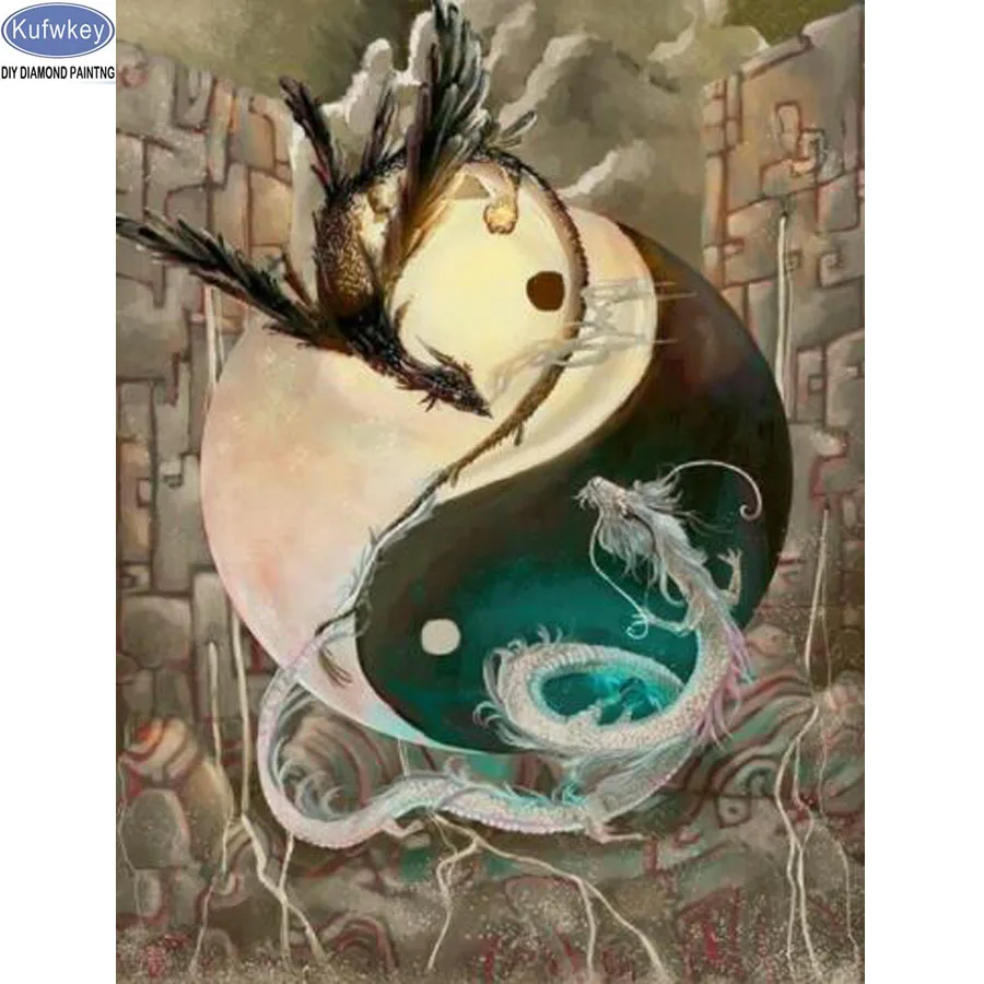 

diamond embroidery,yin yang dragon,5d diamond painting full diamond mosaic picture of rhinestones cross-stitch christmas gifts