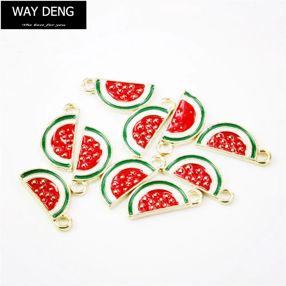 

Pack of 20 Enamel Metal Alloy Semicircle Watermelon Fruit Piece Charm Earrings Necklaces Pendants DIY Jewelry Making Accessories
