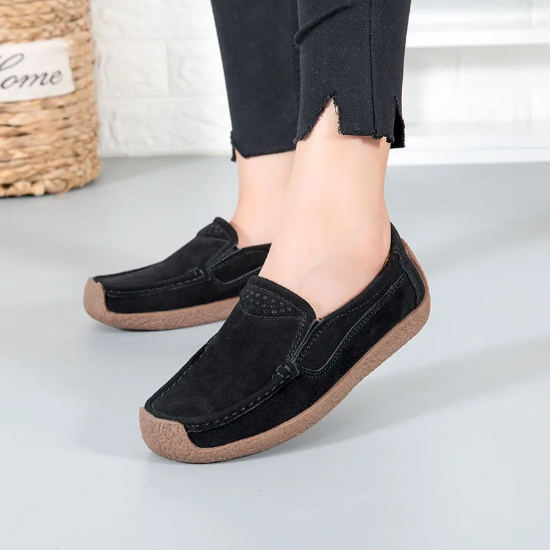 Women Casual Flats Plus Size 35-43 Driving Loafers Spring Autumn Ladies Slip-On Shoes Pink Blue Flats Loafers For Female