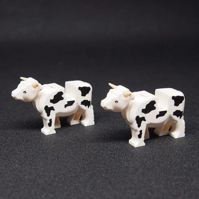 MOC Cows Farm Mini Building Blocks Figures City Street Animal Poultry Plant Grass DIY Toys For