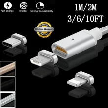 1 м 2 м usb type C/IOS/Micro USB Магнитный кабель type-C USB-C зарядное устройство адаптер Магнитный шнур для samsung S9 S9+ S8 iPhone X 7 8 Plus