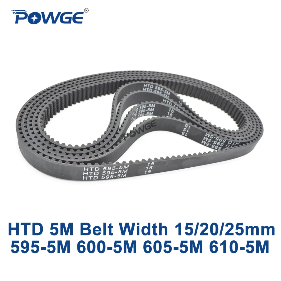 600-5M HTD Timing Belt 120 Teeth Cogged Rubber Geared Closed Loop 10mm Wide 