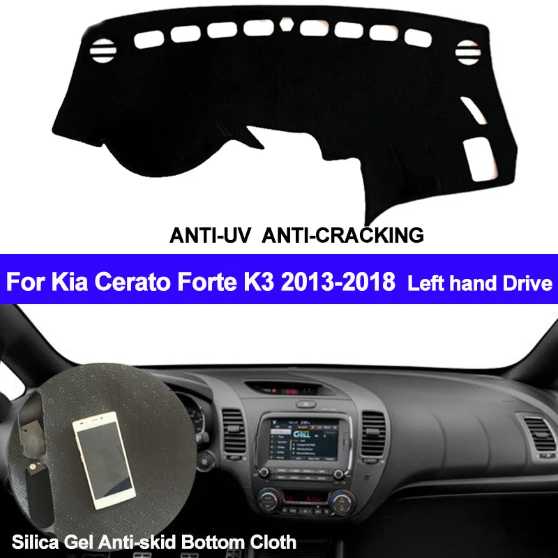 

TAIJS Car Dashboard Cover Silicone Non-Slip Dash Mat Dash Pad Carpet For Kia Cerato Forte K3 2013 2014 2015 2016 2017 2018