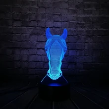 Новинка Настольная лампа животное Luces голова лошади 3D лампа ночник переключатель сенсорный пульт дистанционного проекции Luminaria 3D светодиодный Настольный Декор для дома