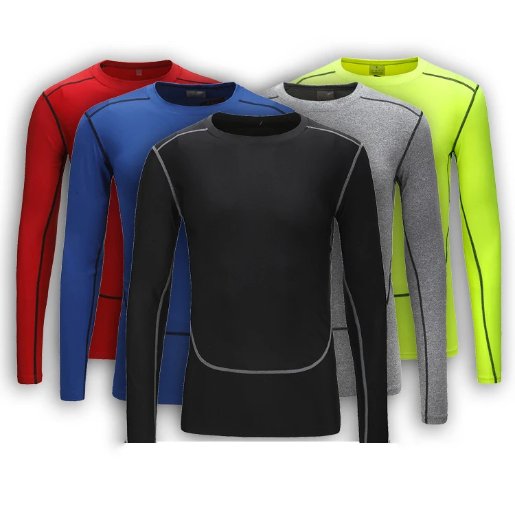 

wholesale 2019 Sport Trainning Exercise Base shirt Tights O-neck long sleeve T-shirt suit men elastic quick-drying fitness tee
