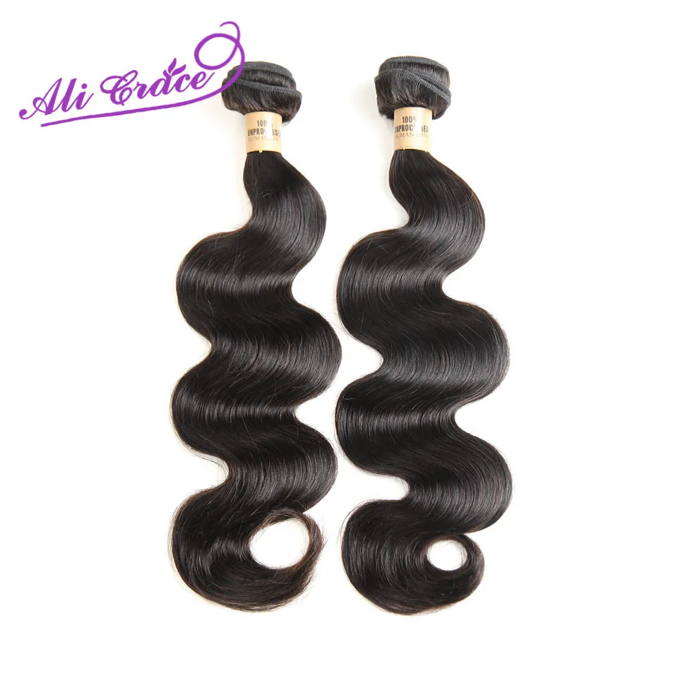 

8A Grade 2Pcs Lot Peruvian Virgin Hair Body Wave Ali Grace Hair Human Hair Weave 1B Natural Color Hair ExtensionS 12"-28