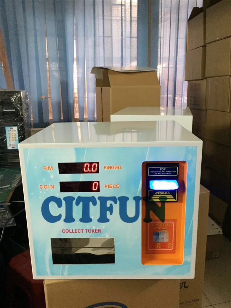 Máquina de cambio de monedas, Mini Token montado en la pared de buena