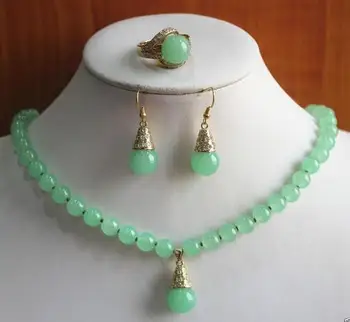 

FREE SHIPPING New Jewelry Fashion Precious 2 Colors Stone Necklace Earring Ring set