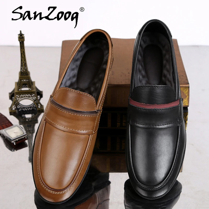 

Genuine Leather Shoes Men Formal Black Brown Elegant Shoes For Party Mens Dress Shoes Leather For Office Business Wedding