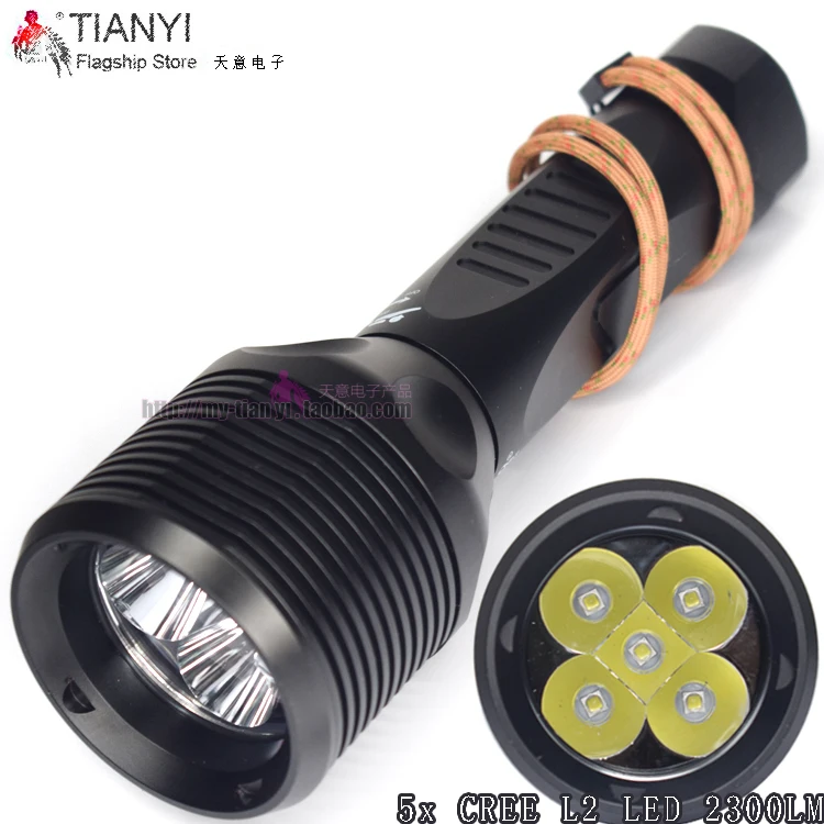 

Diving Flashlight High Power LED 8000lm Underwater Torch Lantern 5x CREE XML L2 Waterproof Lamp Rotation on / off diving torch