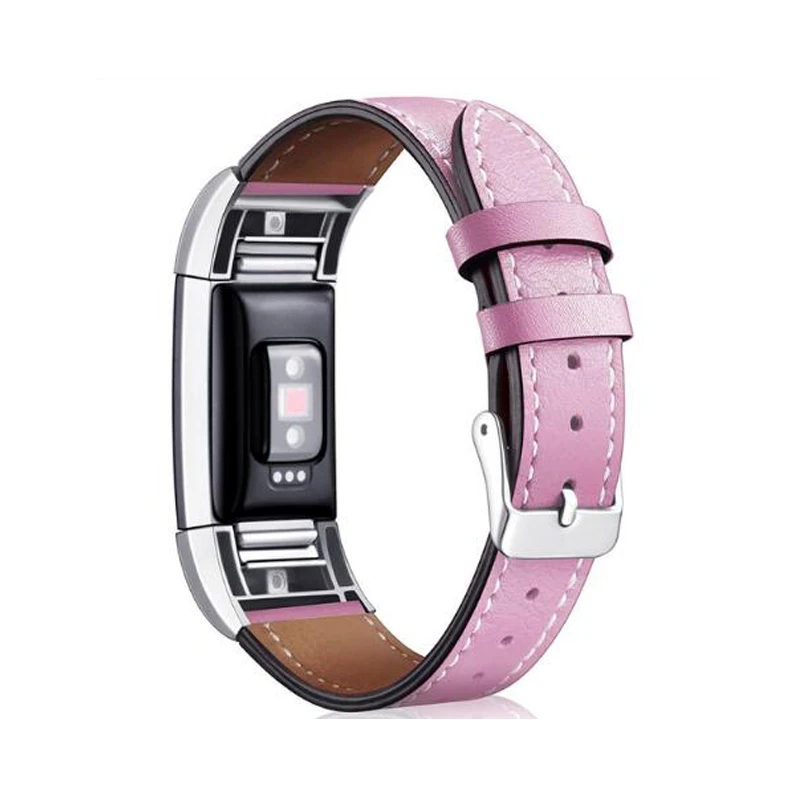 pink Хохлатый кожаный ремешок для браслета fitbit charge 2 кожаные браслеты сменный Браслет Смарт-часы для fitbit charge 2 - Цвет ремешка: pink