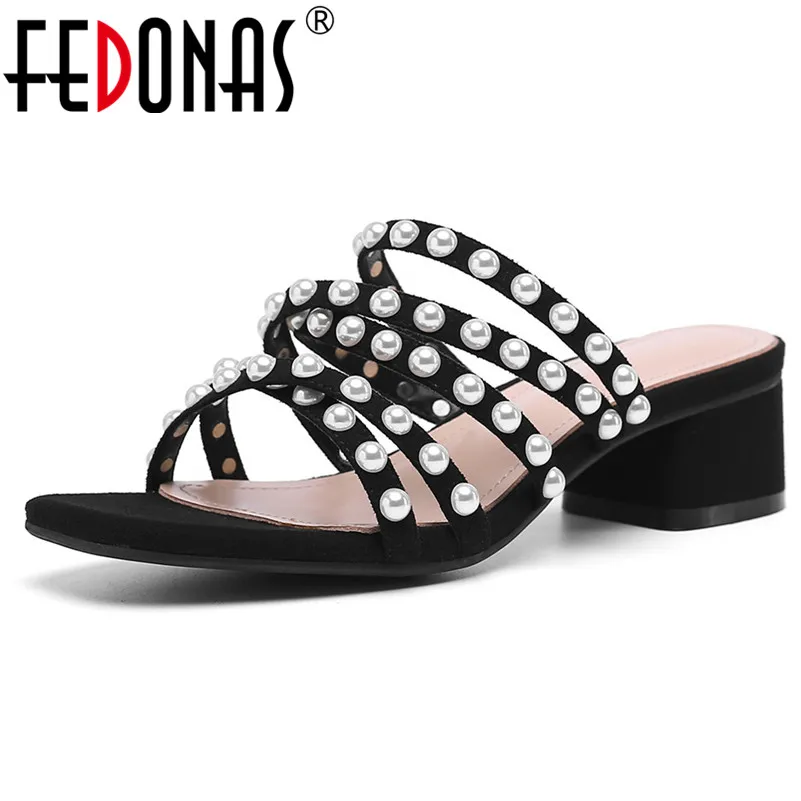 

FEDONAS Fashion Women Vintage Sweet Women Sandals New String Bead High Heels Party Shoes Elegant Rome Shoes Woman