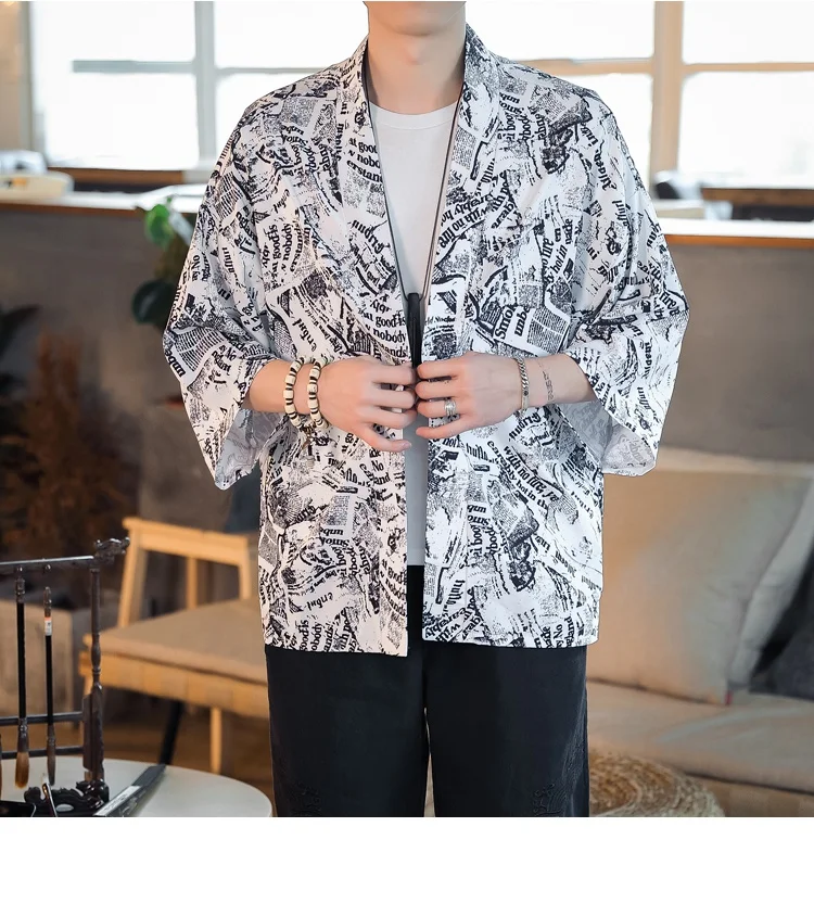 Zongke китайский Кимоно Кардиган для мужчин Уличная летняя рубашка японское кимоно Мужская кимоно рубашка мужская 5XL одежда новое поступление