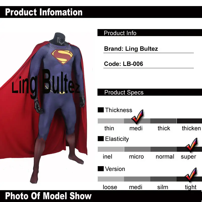 Линь Bultez высокое качество 3D Логотип костюм супермена с мышечный оттенок 3D принт человек Сталь лайкра костюм фильм Супермен, из спандекса, костюм