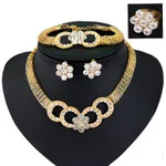 

Fashion circle Flower Necklace hot piece four sets Fine USA Gift Earring Bracelet Necklace Ring Jewelry SETS