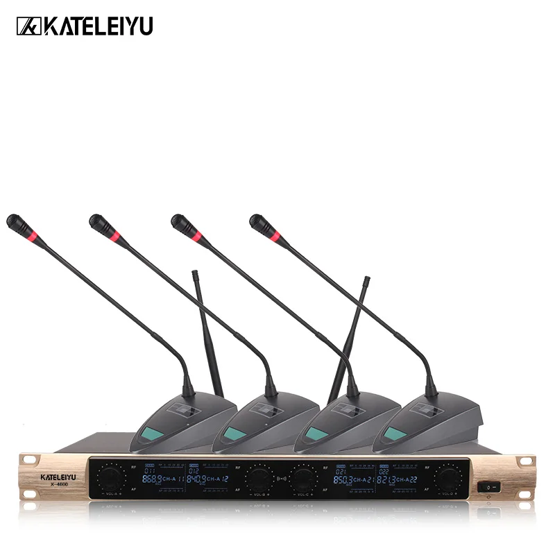 Профессиональный беспроводной микрофон VHF 4 канальный ручной с отворотом X