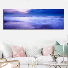 Большой Горизонтальный Прямоугольник пейзаж холст печать фиолетовый морской пейзаж в закате стены искусства холст картина для спальни без рамы