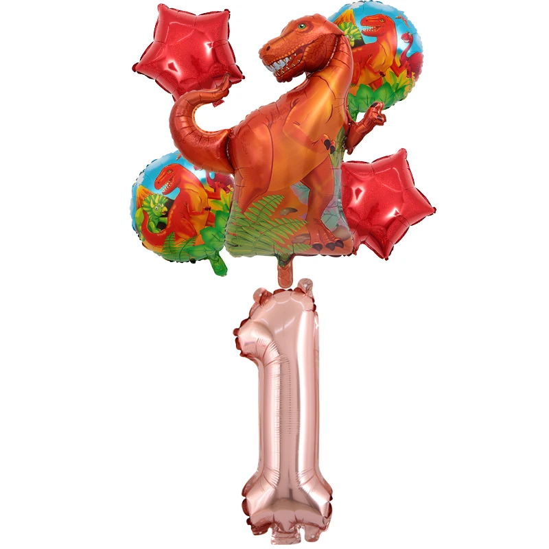 

6Pcs Big Dinosaur Foil Balloons 30inch number balloon Birthday Party jurassic world Decorations animal balloon Kids toys Gift