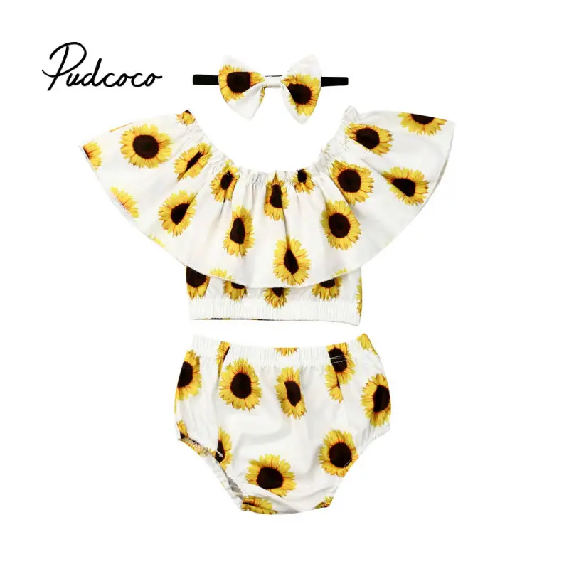 

3PCS Summer Clothing Set Pudcoco Brand newborn baby girl clothes roupa de bebe menino baby outfit Tops+Shorts+Headwear 0-2 Years