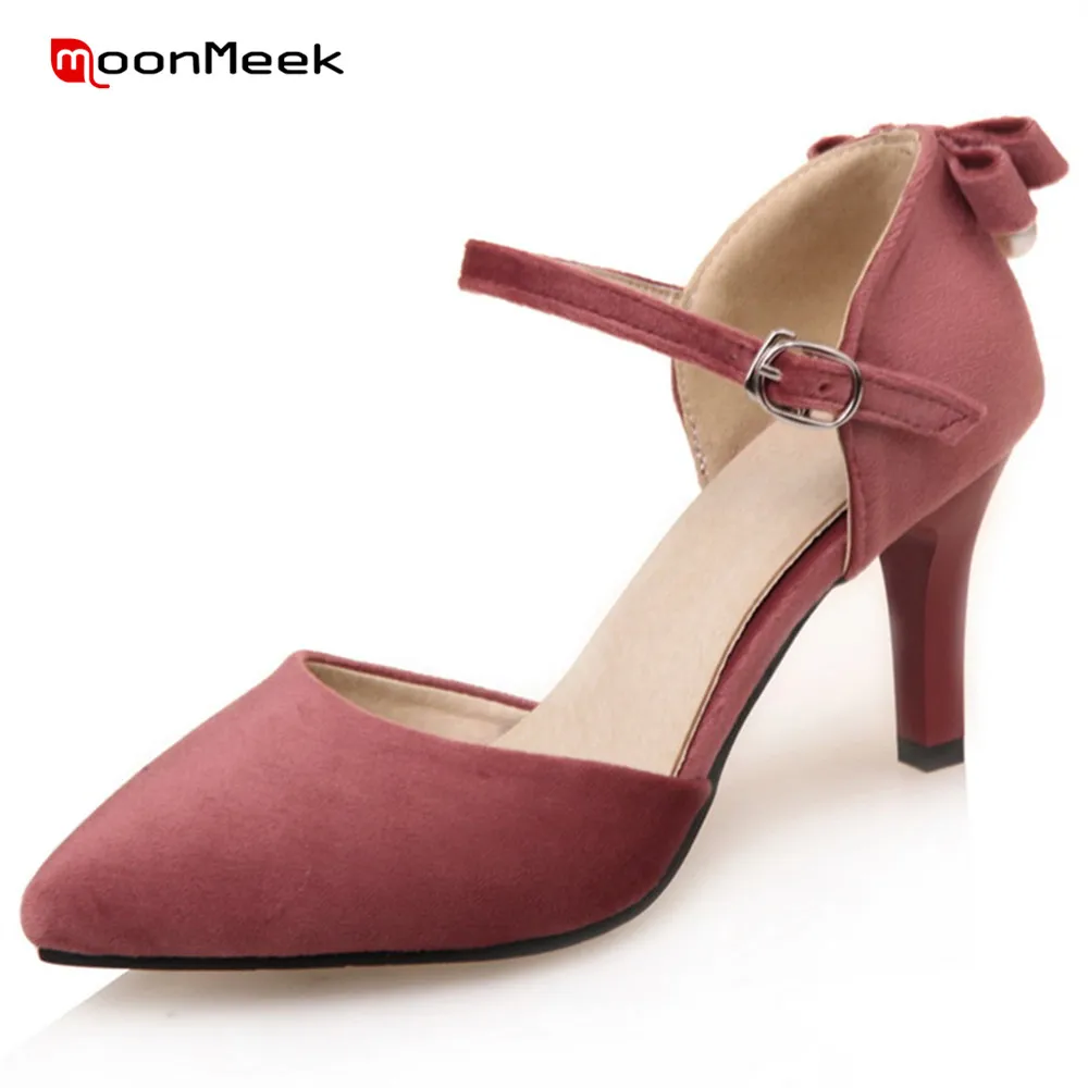

MoonMeek 2020 spring autumn hot fashion woman gentle thin high heel shoes with butterfly pointed toe sexy ladies pumps