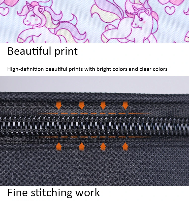 Unicorn pencil bag cartoon stationery waterproof Oxford pen bag large zip compartment large capacity pencil case school supplies (19) 