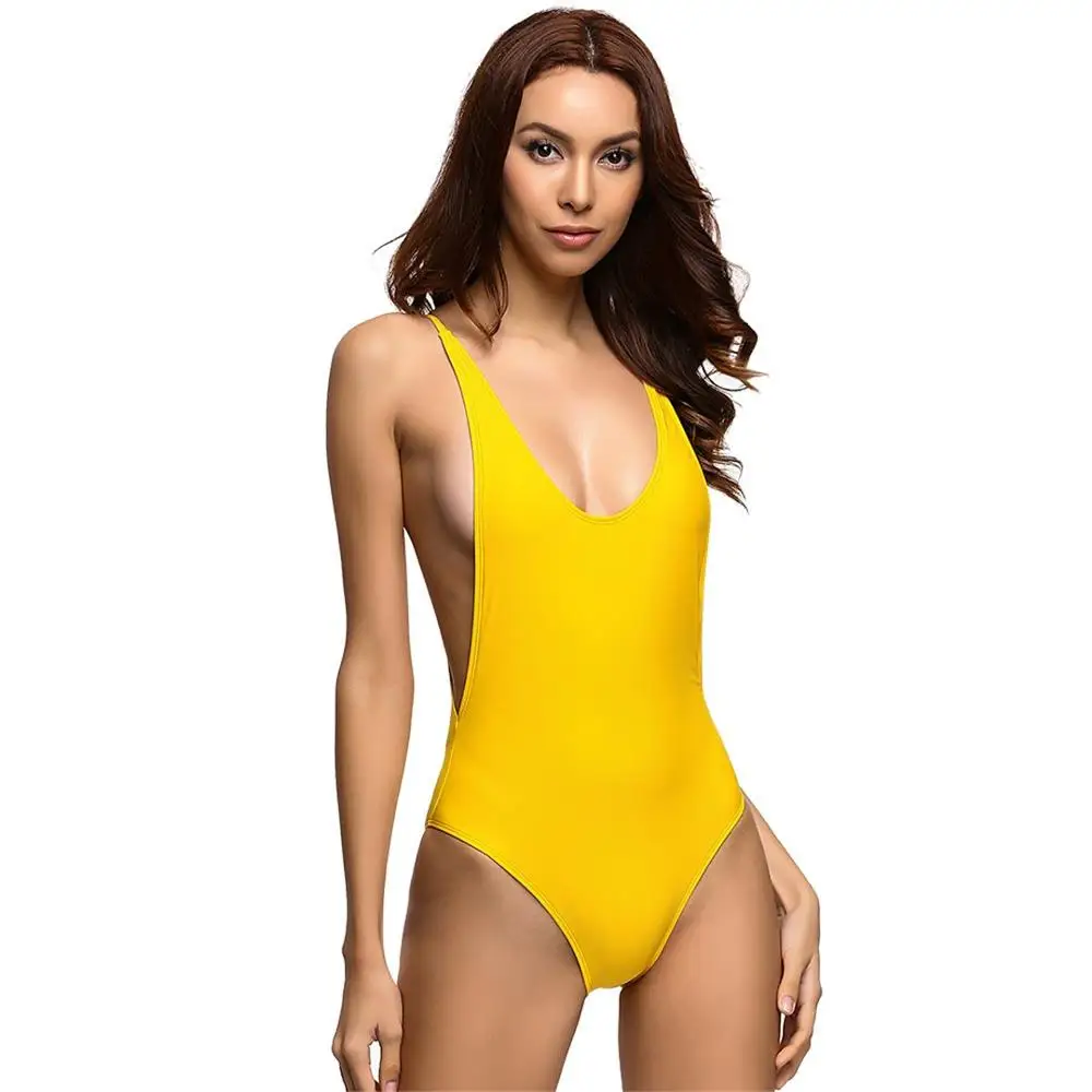 Купальник телесного цвета сделаны из пластика с сексуальным вырезом 1 цельный купальный костюм, ванный комплект, купальный костюм, женский купальник, женский купальник, монокини V110N - Цвет: V111 Yellow