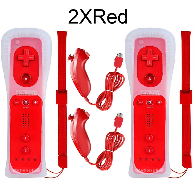 2 Red 2в1 встроенный контроллер движения плюс и Nunchuck геймпад джойстик Набор для nintendo wii/wii U с силиконовым чехлом - Цвет: 2 Red