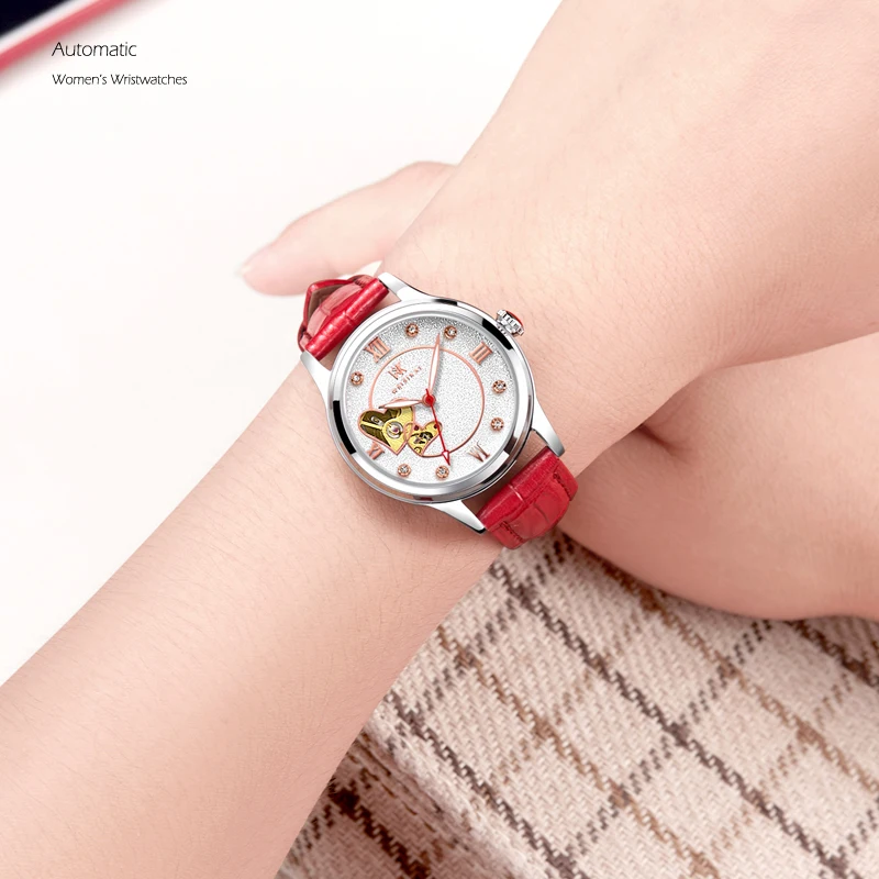 Новые модные женские механические часы звездного неба с роскошным кожаным ремешком женские наручные часы Reloj Mujer