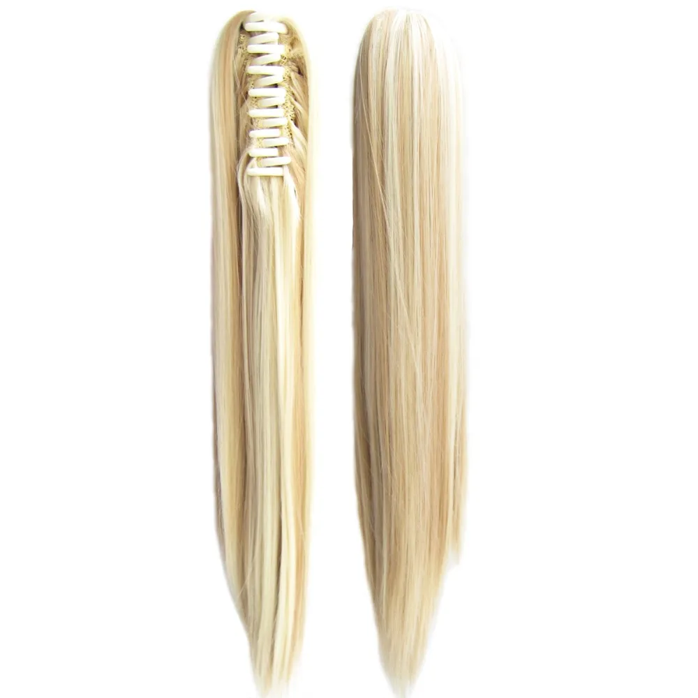 Delice 22 дюймов синтетическое Длинные Накладные хвостики на зажиме Для женщин прямые прядь светлых волос высокое Температура волокна волос