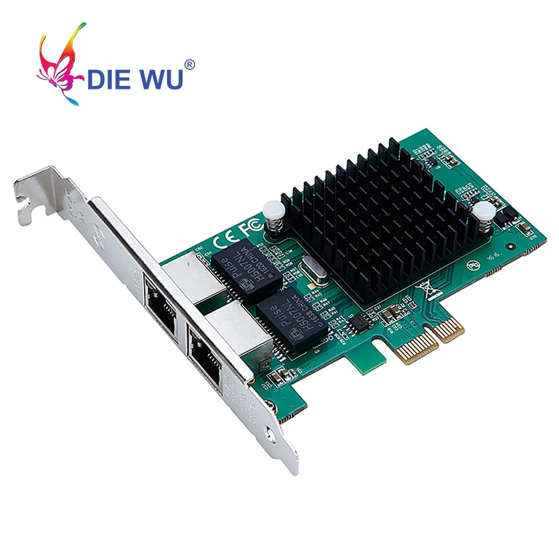 DIEWU PCIe Gigabit Dual Порты и разъёмы NIC сервер сети Lan Карта адаптера с Intel 82575 10/100/1000 Мбит/с для настольных ПК