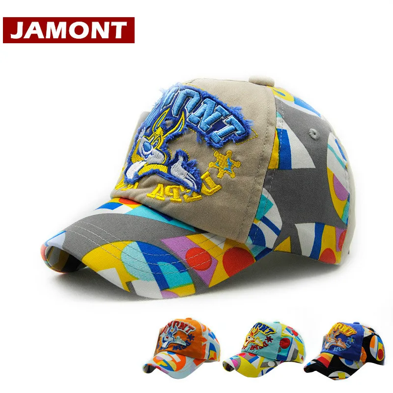 

[JAMONT] Baseball Cap Kids Cotton Embroidery Visor Cap Boy Girl Spring Summer Sun Shade Caps Snapback Gorras Outdoor Bone 3-8y