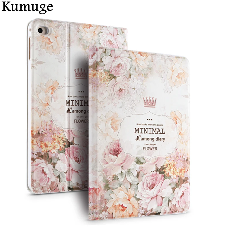 

Case for iPad Mini 4 Fashion 3D Releif Floral Painting PU Tablet Hard Cover for iPad Mini 4 7.9 inch Funda Capa Para+Film+Pen