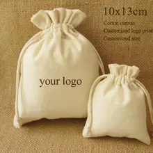 Хлопковый холщовый мешок на завязках продукт упаковка мешок ювелирных изделий/косметического класса/подарок/Свадебные/вечерние/парики из искусственных волос/обуви саше с логотипом, рисунком по индивидуальному заказу 500 P