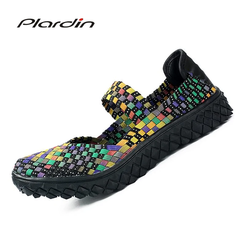plardin 2018 Summer women's Flat Sandals Shoes For women Woven shoes Colorful Breathable Beach Sandals Jelly Shoes Woman Garden