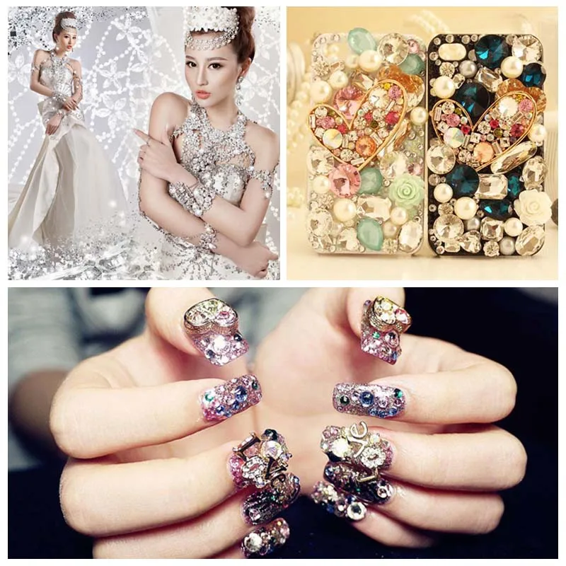 무료 배송 회색 사각형 모양 pointback 느슨한 rhinestones, 손톱 airt 모바일 장식 DIY 의류 액세서리 50 개/갑