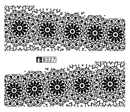 48 дизайнов, переводные наклейки для ногтей с цветами и водой, черная/белая Красивая фольга для обертывания, Переводные картинки, Временные татуировки, водяные знаки, B313-336