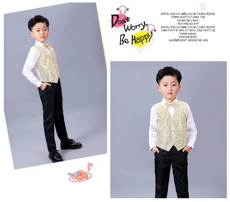 Boys vest set children clothing set boys suits for weddings Prom clothes child piano costume suit for boy waistcoat shirt pants (8)