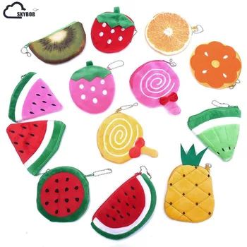 

Kawaii Fruits Plush Wallet woman Mini Coin Purse Zipper Small Change Wallet Women Money Bag Girl Bag Mini Short Coin wallet wall