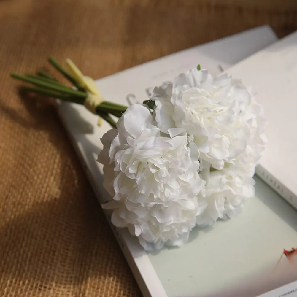 5 головы Красивые Искусственные цветы Dahlia искусственный цветок Пион Искусственные цветы для дома вечерние украшения офиса сада - Цвет: Белый