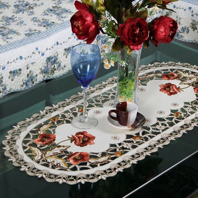  Polyester fiber tablecloth Anti-oil lace Home Decoration Multi-size Embroidered Wedding Hotel Table