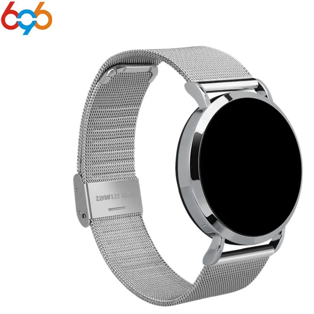 696 0.95inch smart watch with a blue band on a white background
