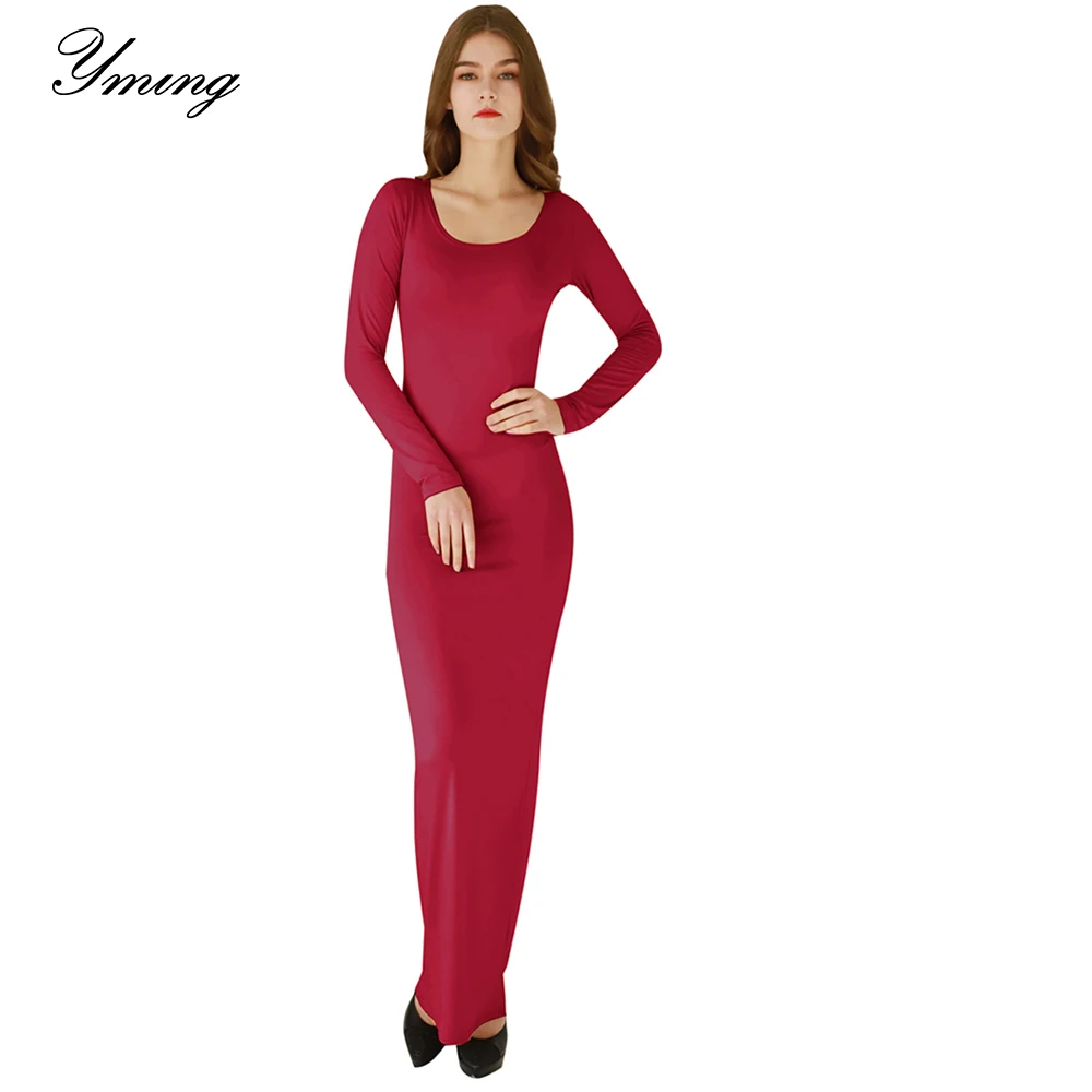 

Sexy Women Dress Long Sleeve Maxi Club Dress Elegent Solid Bodycon Dresses Summer Thin Casual Long Dresses Party Female Vestidos