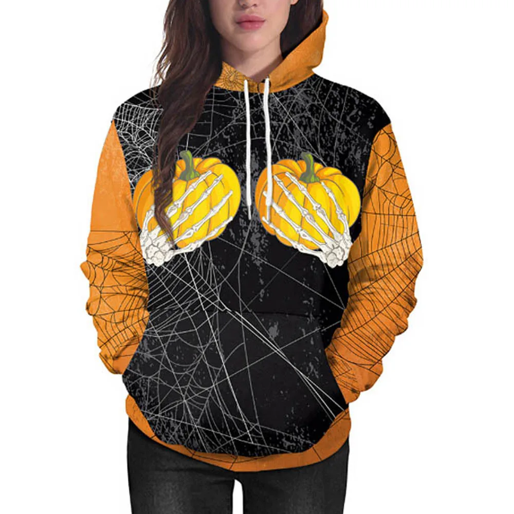 feitong New Arrival Sweatshirt Hoodies Women Pumpkin Party Print Long