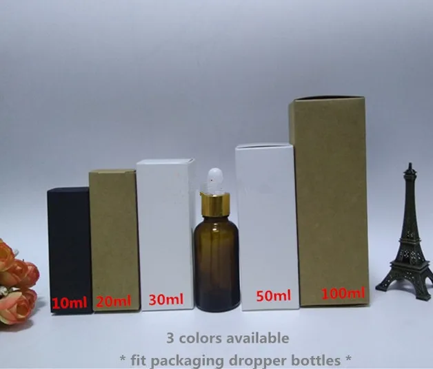 Download 100pcs/lot 10ml/20ml/30ml/50ml/100ml Blank White Black Kraft Paper Box for Dropper Bottle ...