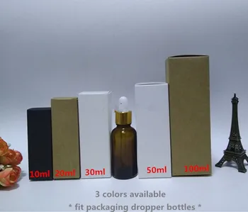 

100pcs/lot-10ml/20ml/30ml/50ml/100ml Blank White Black Kraft Paper Box for Dropper Bottle Cosmetics Party Gift Boxes valve tubes