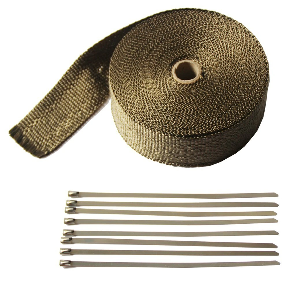 Car Exhaust Pipe Header Heat Wrap Resistant Downpipe 10 Stainless Steel Ties 5mx5cm