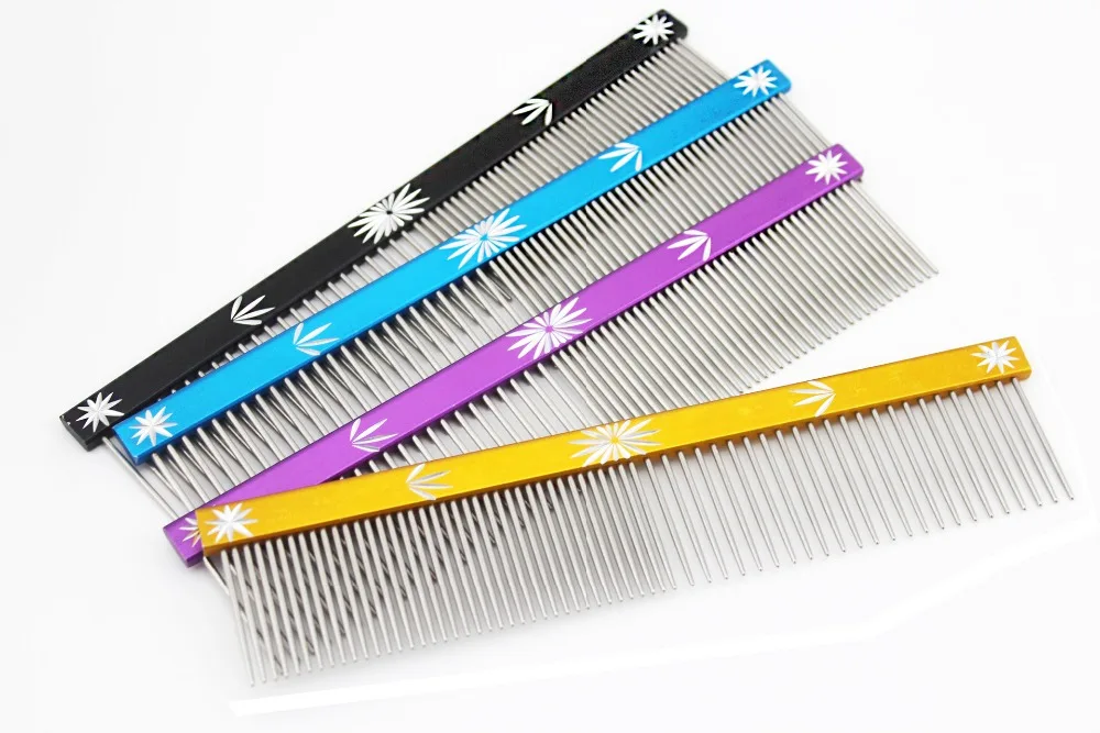 

Stainless Comb Snow Sculpture Design Grooming Comb For Dogs Salon 5 Color M L