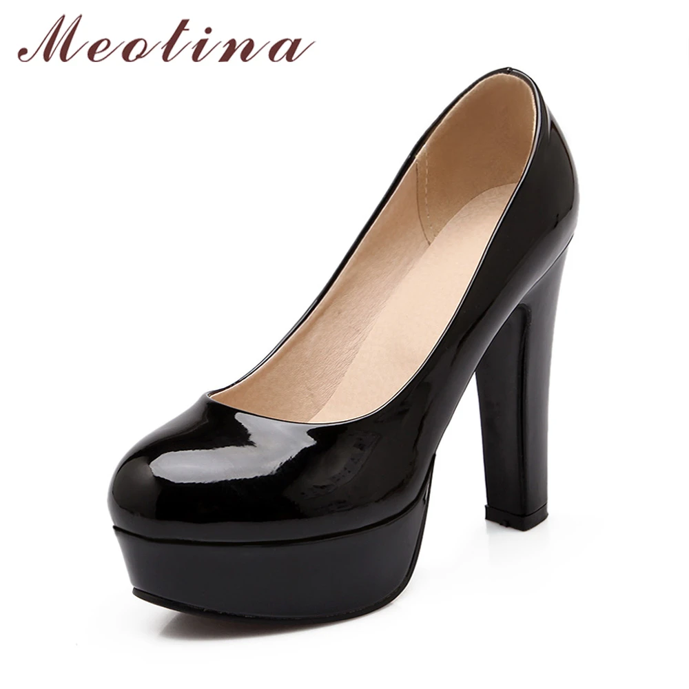 Zapatos mujer Meotina de talla grande 45 46, zapatos de tacón alto, de plataforma punta redonda, zapatos de tacón rosa y negro para tacos para mujer| | - AliExpress